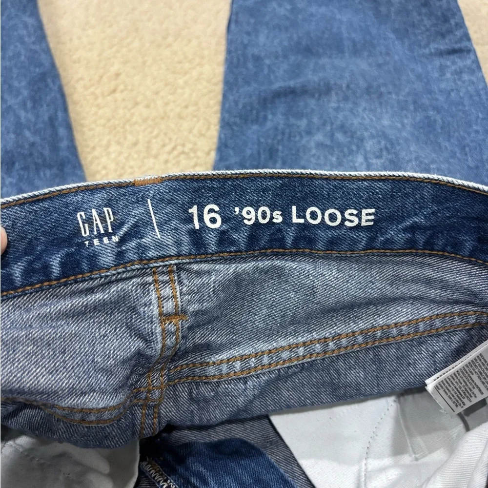 GAP TEEN ‘90s Loose High Waisted Cotton Classic Blue Denim Jeans Size 16